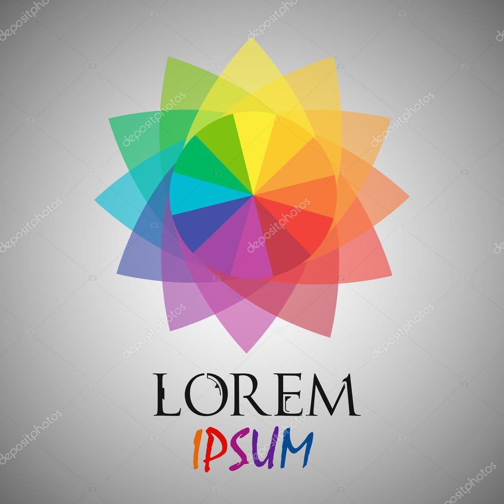 Abstract rainbow flower geometric logo template. Business abstract icon. Use for logo, sign, symbol, web, label, icon. Vector illustration