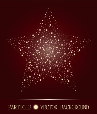 Soyut yıldızı parlayan ışık parçacıkları bordo arka plan üzerinde. Atomik teknoloji tasarım. Sunumlar, kartlar, bilimsel ve takı tasarımı için stil arka plan. Vektör çizim