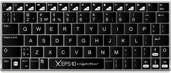 Moderne Schwarz-Weiß-Laptop-Bluetooth-Tastatur isoliert. Vektorillustration — Stockvektor