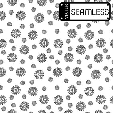 Soyut sorunsuz vektör siyah swirls beyaz doku arka plan üzerinde desenle. Vektör çizim