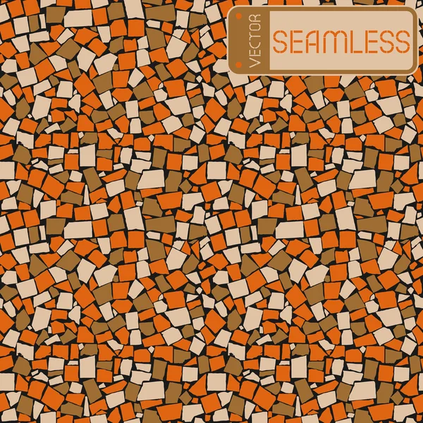 Texture vettoriale senza soluzione di continuità di arancione, marrone e beige tre pareti decorative asimmetriche colorate. Illustrazione vettoriale — Vettoriale Stock