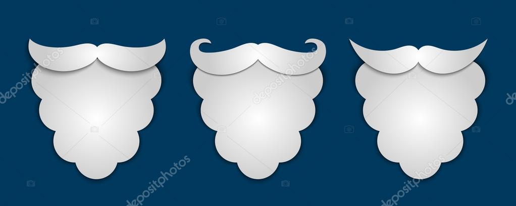 Vector abstract snow paper Santa's beard with shadows 3 in 1 on blue background. Vector illustration
