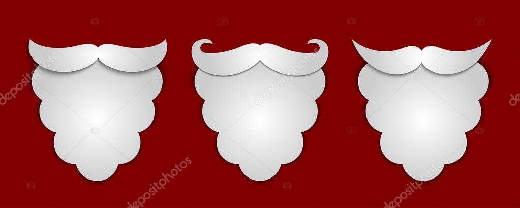 Vector abstract snow paper Santa's beard with shadows 3 in 1 on red background. Vector illustration