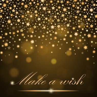 Vector abstract shining falling stars on golden ambient blurred background. Luxury design. Vector illustration