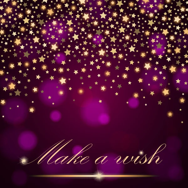 Vector abstract shining falling stars on violet ambient blurred background. Luxury design. Vector illustration — Διανυσματικό Αρχείο