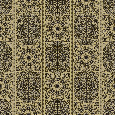 Siyah ve altın eski retro sorunsuz süs doku. Vektör çizim