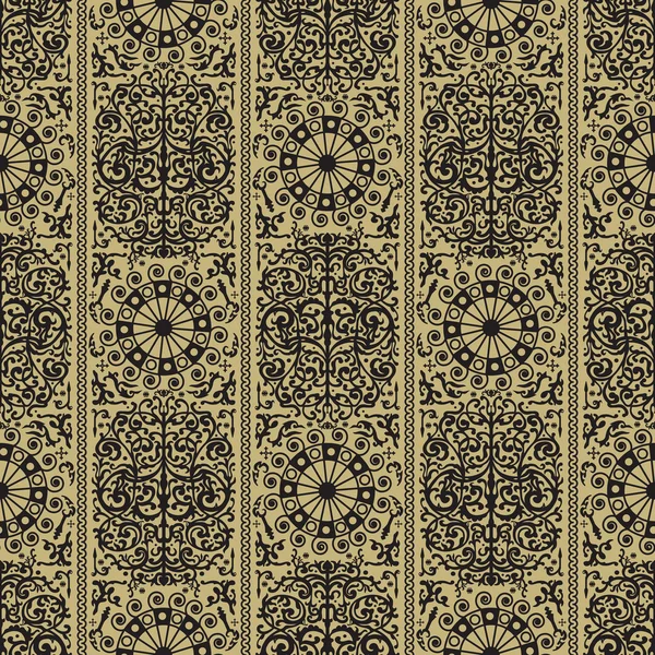 Textura ornamental sem costura preta e dourada antiga retro. Ilustração vetorial —  Vetores de Stock