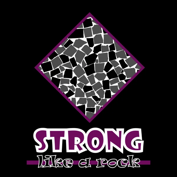 Strong like a rock. Abstract vector purple style flat logo print tiles design. Used for print on T-shirts, web, logo, icon, decor. Vector illustration — Stock Vector