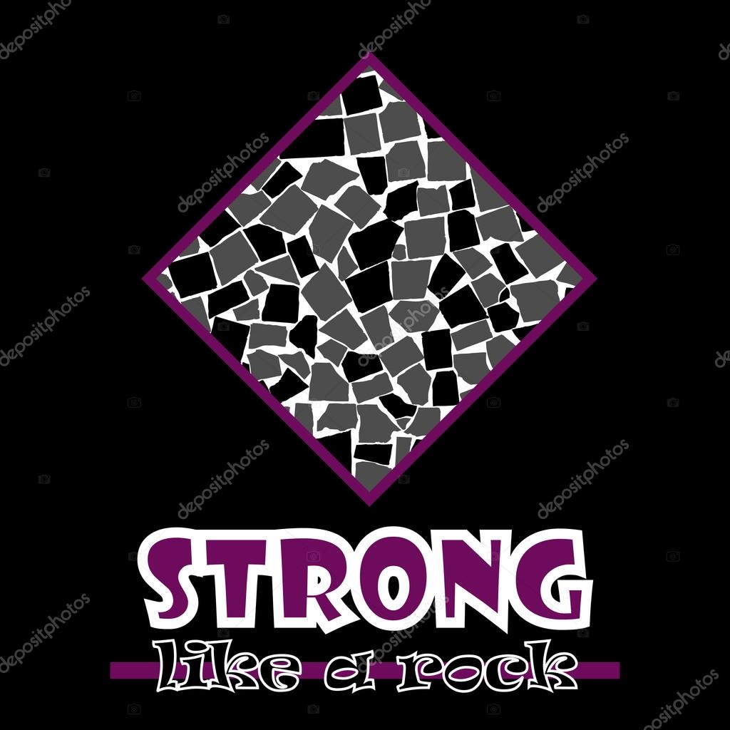 Strong like a rock. Abstract vector purple style flat logo print tiles design. Used for print on T-shirts, web, logo, icon, decor. Vector illustration