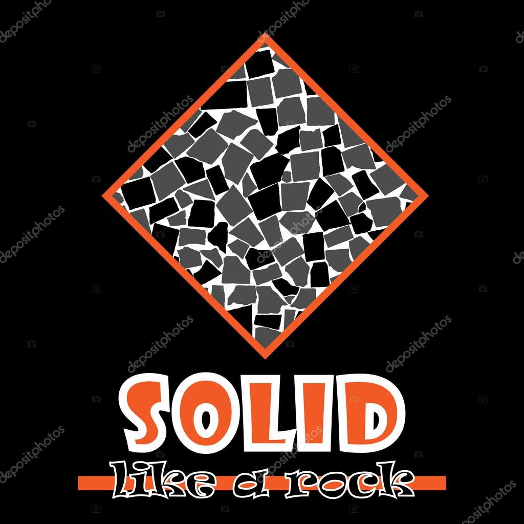 Solid like a rock. Abstract vector orange style flat logo print tiles design. Used for print on T-shirts, web, logo, icon, decor. Vector illustration