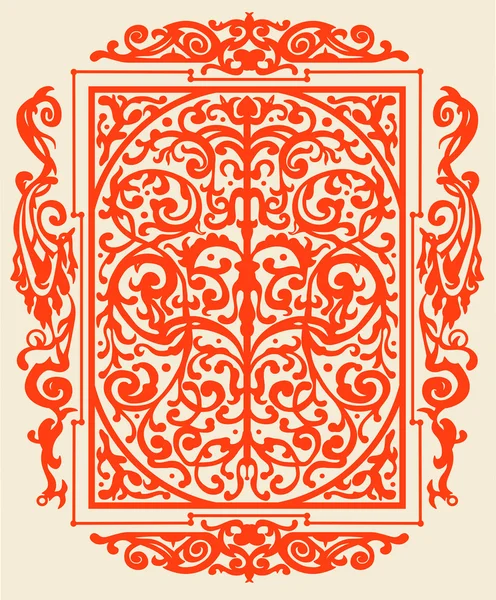 Bej renkli arka plan üzerinde kırmızı antik antika süsleme. Vektör çizim