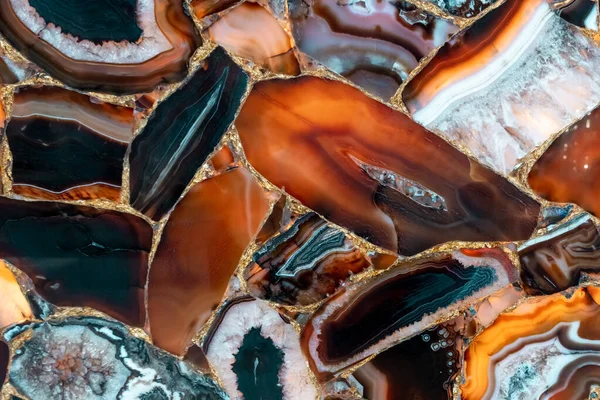 Rebanadas Las Coloridas Piedras Semipreciosas Pulidas Fondo Piedras Semipreciosas — Foto de Stock