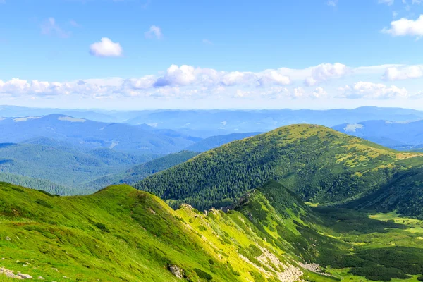 여름에 그림 같은 카르파티아 산맥 풍경, 높이에서 보기, 우크라이나. — 스톡 사진