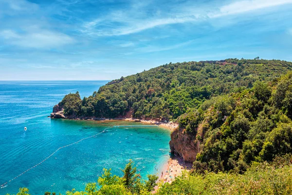 Vista Cima Para Costa Mar Adriático Praia Mogren Montenegro Paisagem — Fotografia de Stock