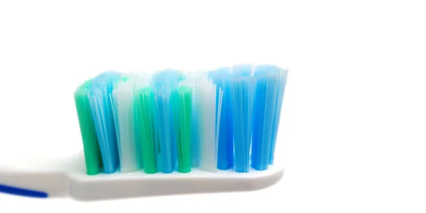 Toothbrush Head Close View Isolated White Background Macro — Stock Photo, Image