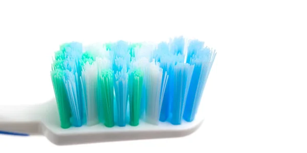 Toothbrush Head Close View Isolated White Background Macro — Stock Photo, Image