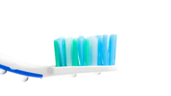 Toothbrush Head Water Drops Close View Isolated White Background Macro — Stock Photo, Image