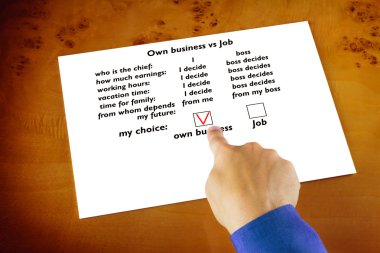 Advantages of starting your own business over to Job clipart
