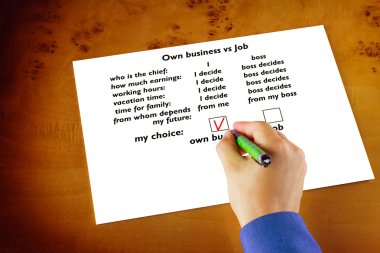 Advantages of starting your own business over to Job clipart