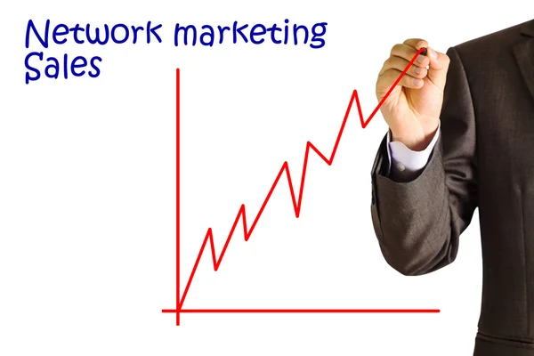 Biznesmen, mentora rysunek wykres własny biznes mlm — Zdjęcie stockowe