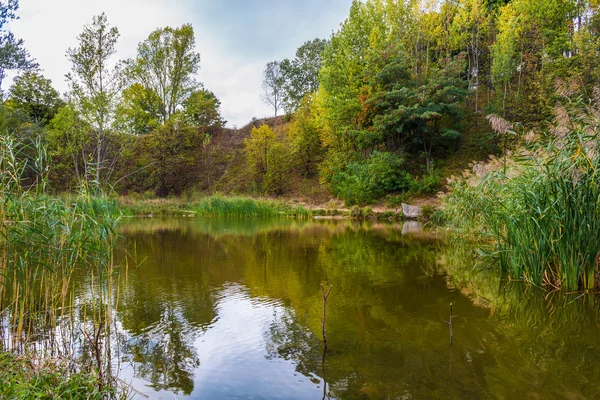 Incredibile paesaggio colorato con lago e parco a Leopoli — Foto Stock