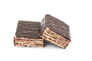 Beyaz arka planda izole çikolatalı waffle
