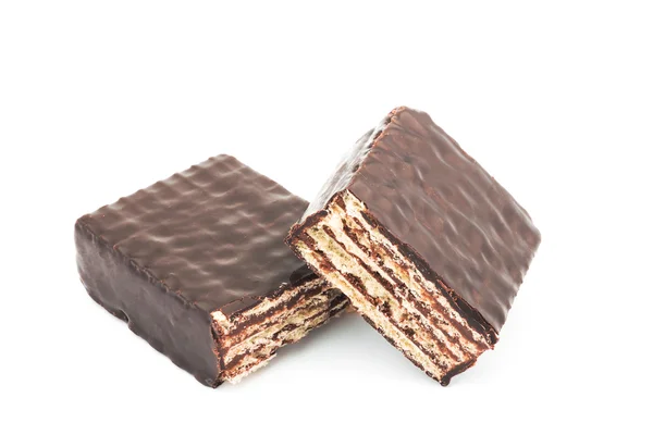 Beyaz arka planda izole çikolatalı waffle