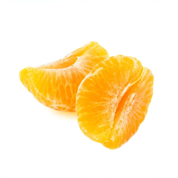 Szeletek, mandarin, citrus, a elszigetelt fehér háttér, makró — Stock Fotó