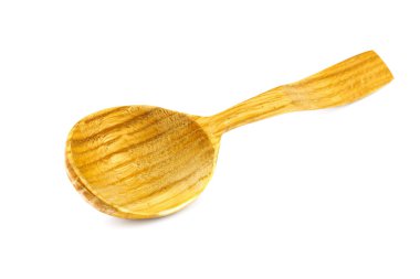 El yapımı tahta kaşık beyaz arka plan üzerinde izole