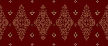 Batik Songket geleneksel tasarım arka planı. Kumaşta kusursuz desenli nakış. Kusursuz desen. 