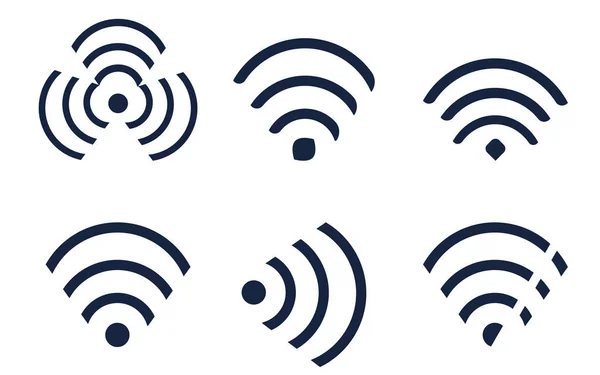 Setzen Sie Symbole Wi-Fi-Symbol flach.Auf weißem Hintergrund — Stockvektor