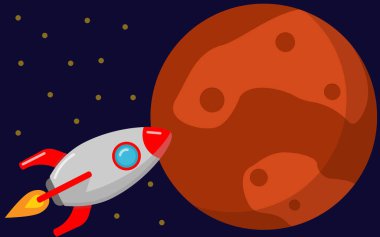 Mars gezegenine roket uçuşu. Uzay yolculuğu