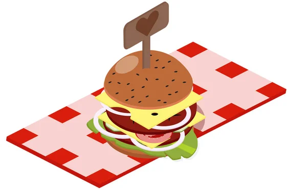 Classic Burger American Fast Food.Isometric — Stock Vector