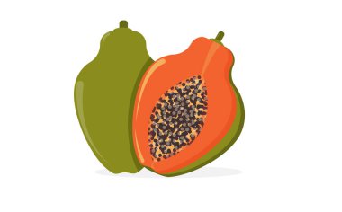 Yaz meyveleri Papaya, tam meyve ve yarım.