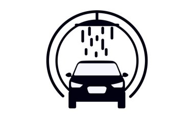 Araba yıkama ikonu. Logo elemanı çizimi. Basit oto yıkama konsepti.