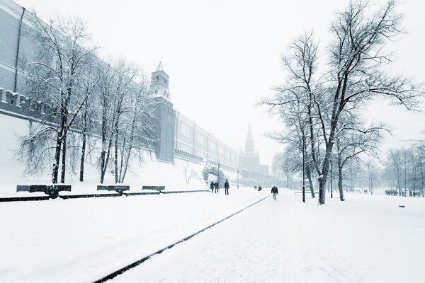 Russia Moscow Winter Snow Kremlin