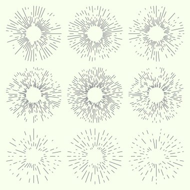 Vintage el çizimi güneş patlamaları