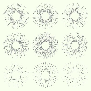 Vintage el çizimi güneş patlamaları