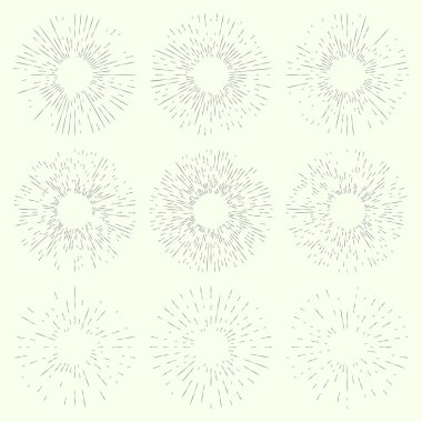 Vintage el çizimi güneş patlamaları