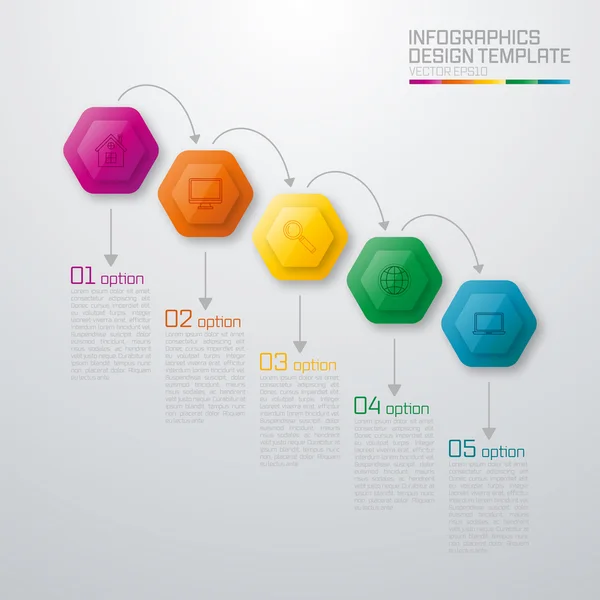 Illustration vectorielle infographie cinq options — Image vectorielle