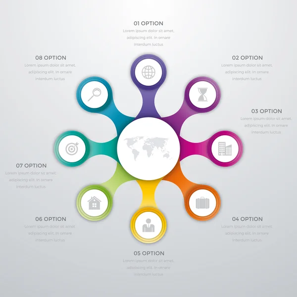 Illustrazione vettoriale infografica otto opzioni — Vettoriale Stock