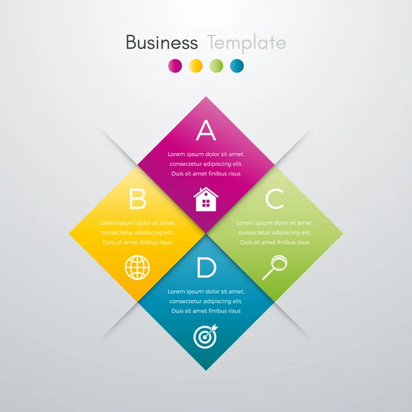 Vector illustration of four square infographics — Stock Vector