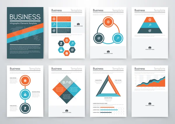 Conjunto vectorial de negocio de infografías — Vector de stock