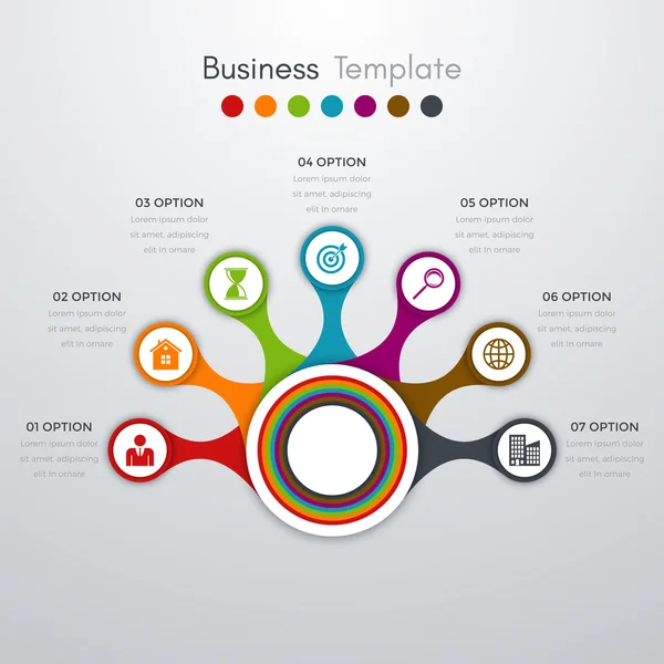 Illustration vectorielle infographie sept options — Image vectorielle