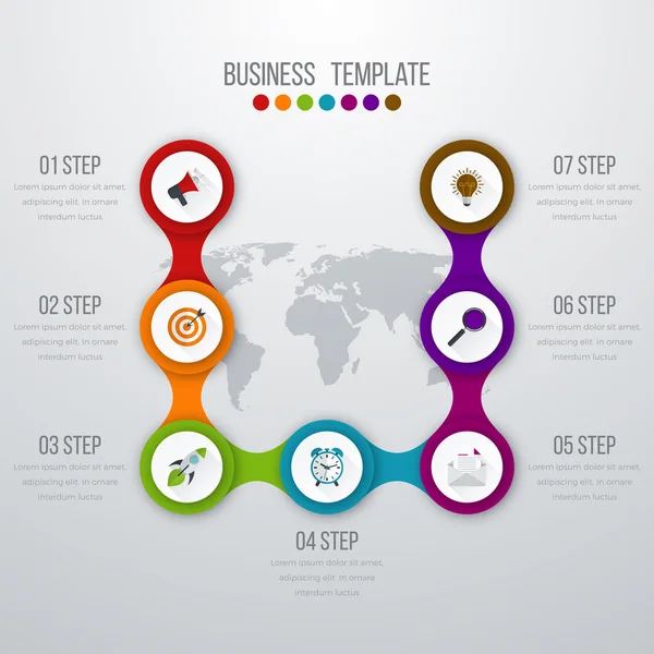 Illustration vectorielle infographie sept options — Image vectorielle