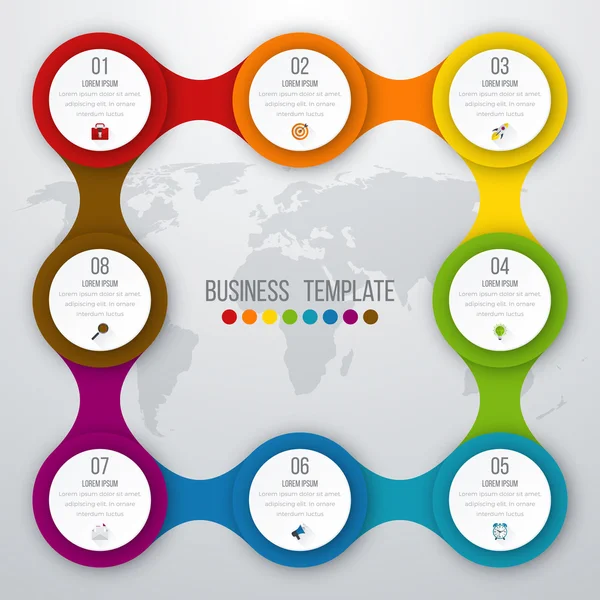 Infográficos de ilustração vetorial oito opções — Vetor de Stock
