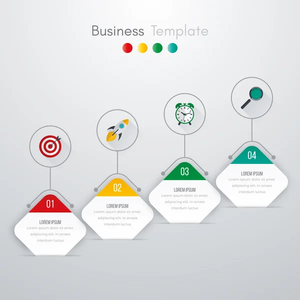 4 つの正方形のインフォ グラフィックのベクター イラスト — ストックベクタ