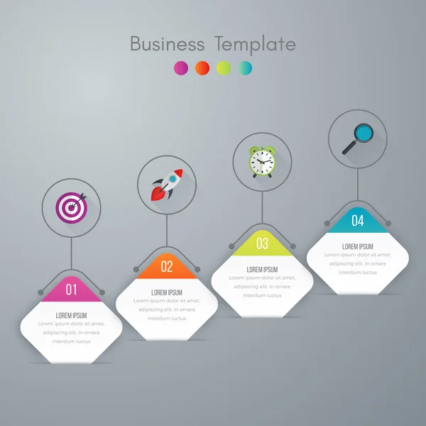 Ilustração vetorial de quatro infográficos quadrados — Vetor de Stock