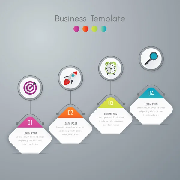 Ilustración vectorial de cuatro infografías cuadradas — Vector de stock