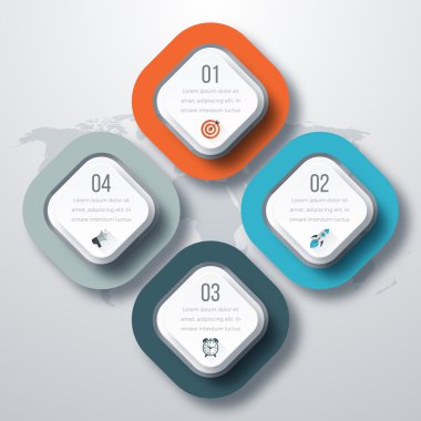 Dört kare infographics vektör çizim